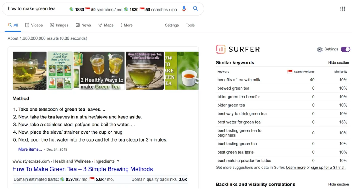 Keyword Surfer Chrome extension