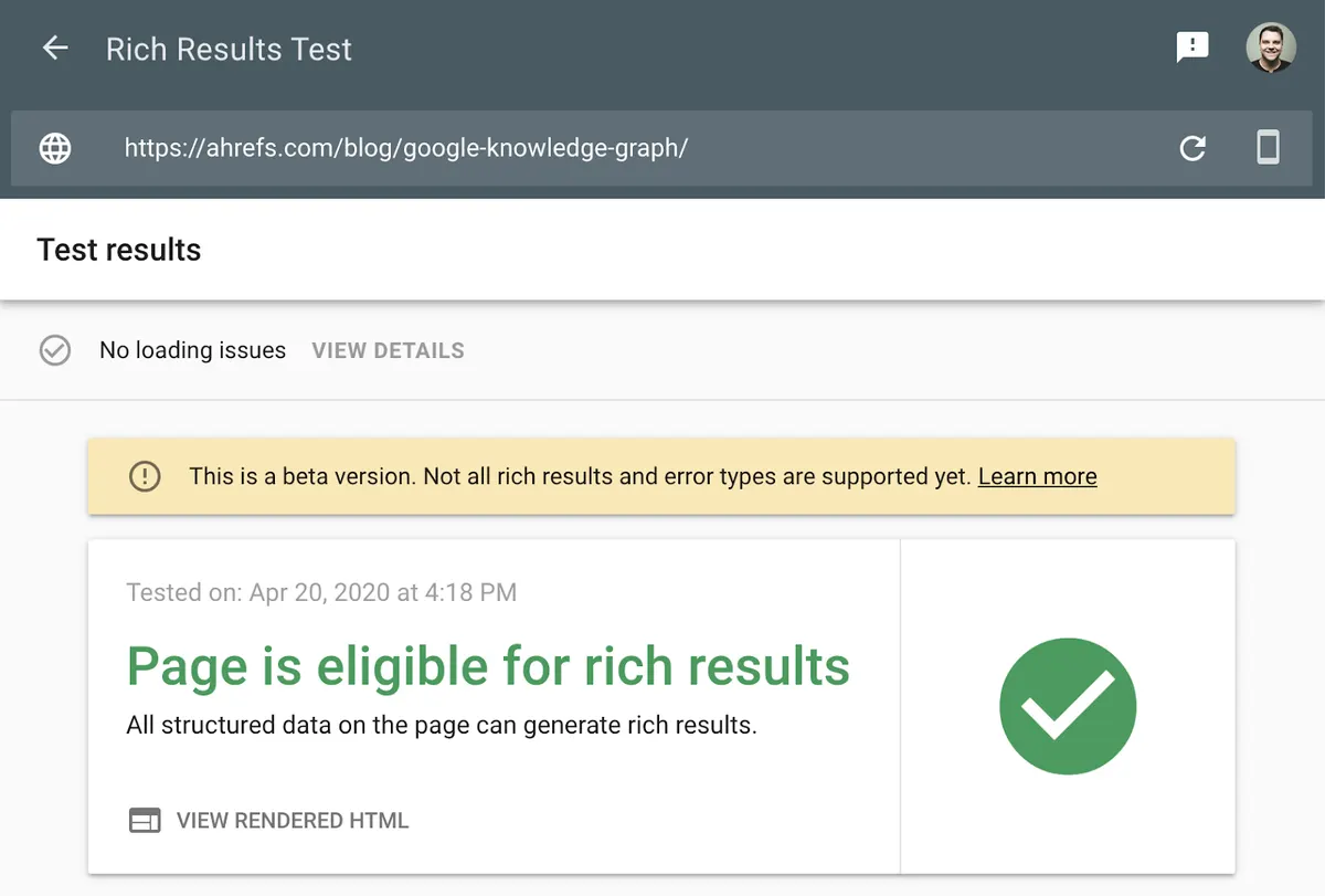 Google rich results test
