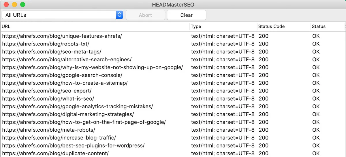 HEADMasterSEO status code check
