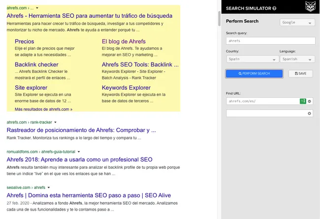 SEO Search Simulator by Nightwatch extension checking rankings by location