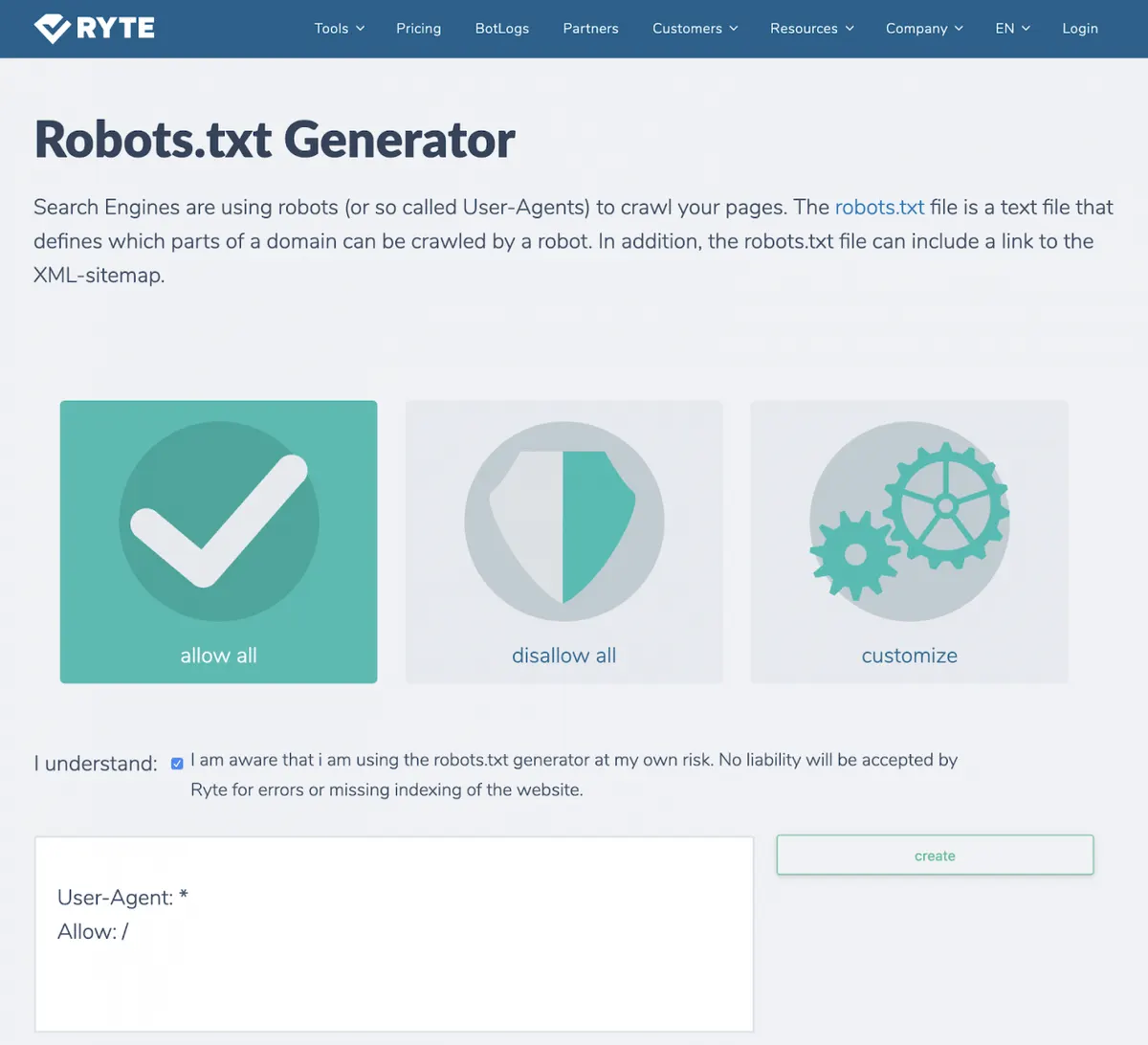 Robots.txt generator