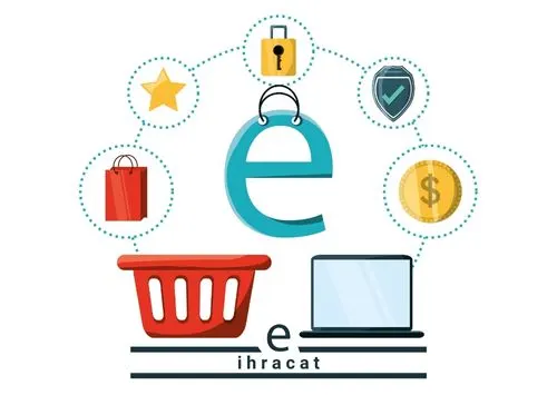 E-commerce technology and online marketing strategy illustration