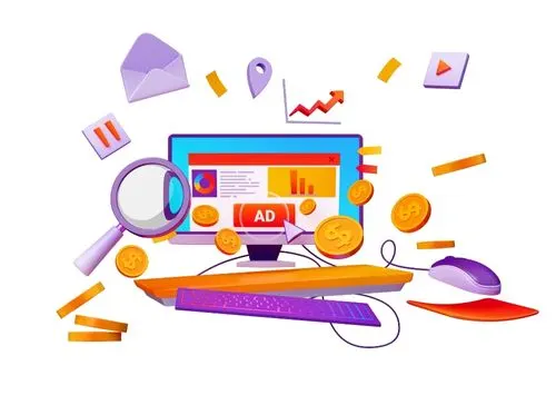 PPC kavramını anlatan üç boyutlu ikon illüstrasyonu