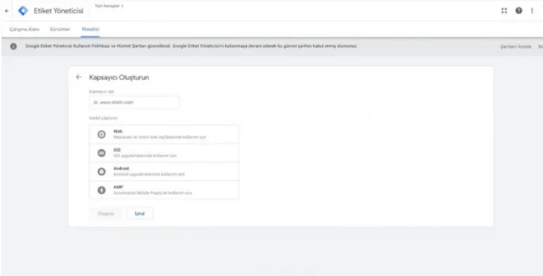 Tag Manager kapsayıcı yapısı