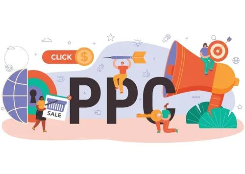 Tıklama başına maliyet reklamcılığını anlatan tipografik görsel