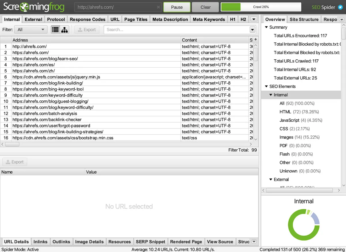 Screaming Frog site crawler