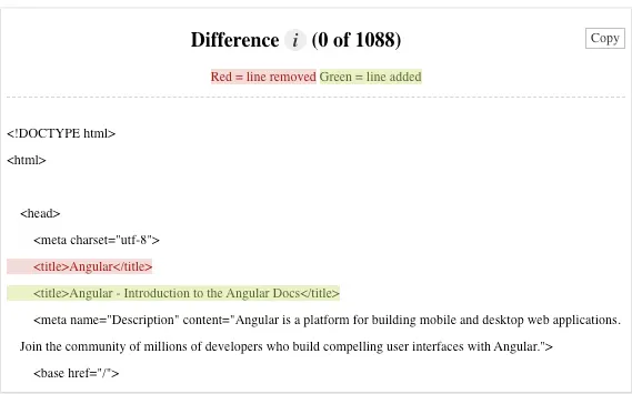 View Rendered Source extension comparing raw and rendered page code