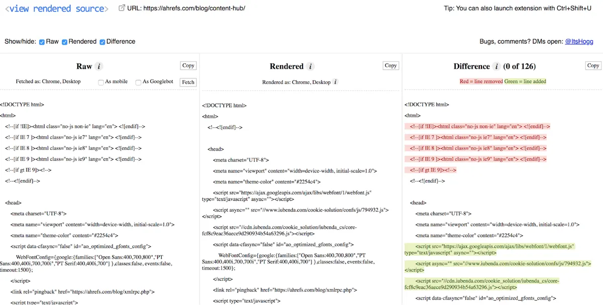 View Rendered Source extension